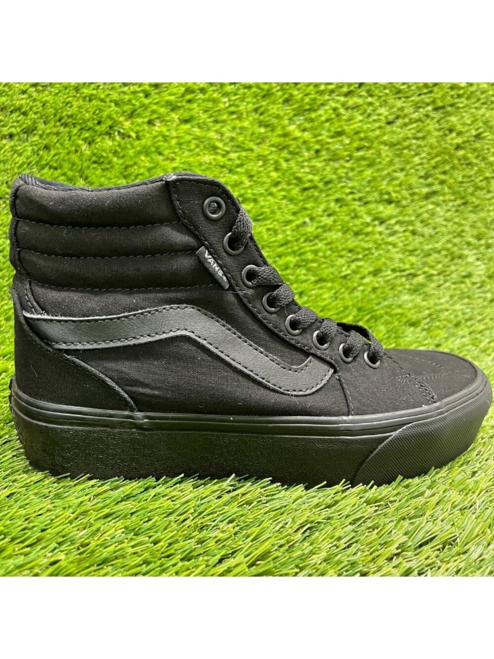 Vans Sk8-Hi Womens Size 7 Triple Black Athletic Skate Platform Shoes Sneakers
